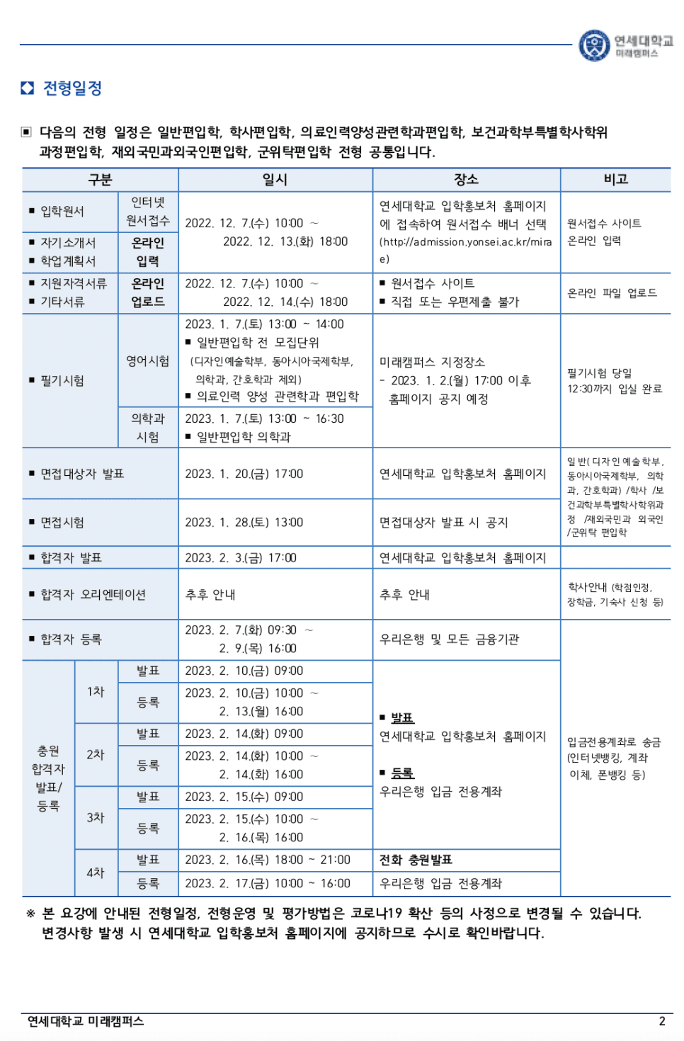 연세대 미래 편입요강 2023 알아봐요! · 자료 이미지 3