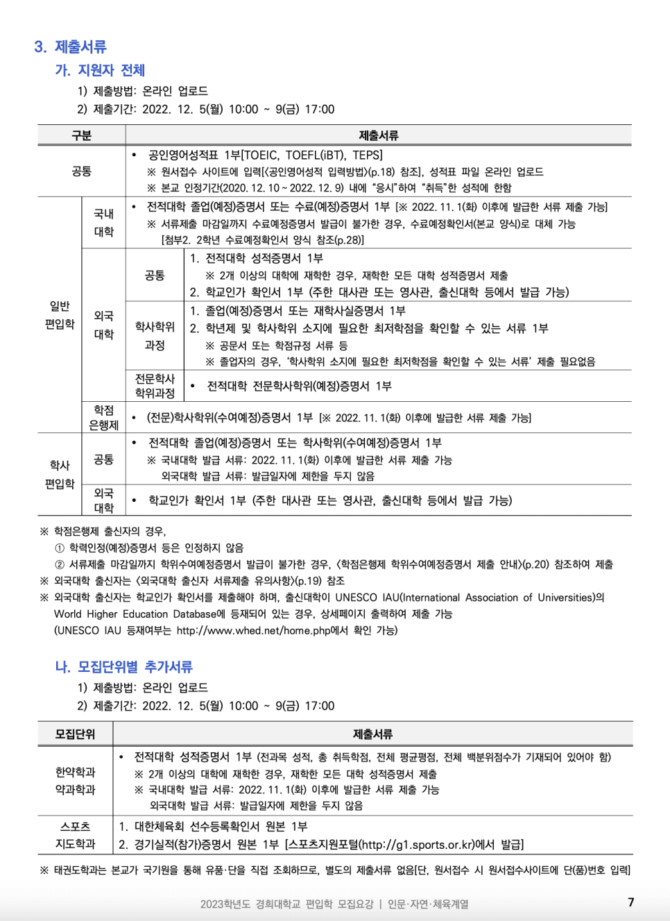 2023년 경희대 편입요강 한눈에 보기! · [제출 서류] · 자료 이미지 9