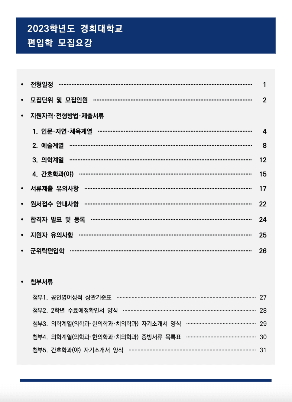 2023년 경희대 편입요강 한눈에 보기! · [제출 서류] · 자료 이미지 2