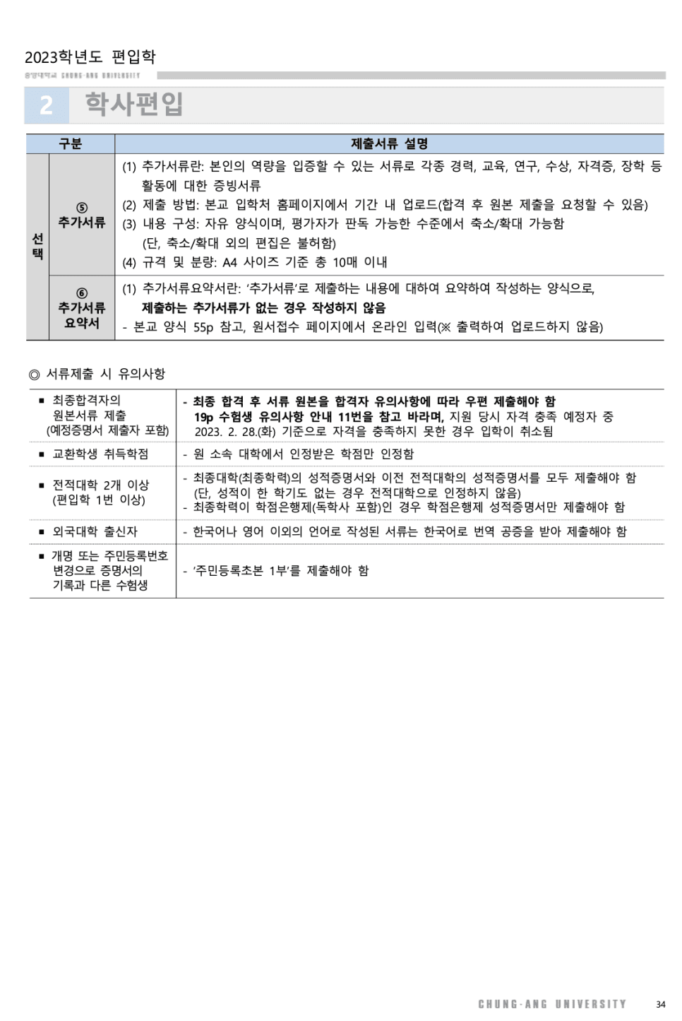 2023 중앙대 편입요강 한눈에 보기! · [모집 인원] · 자료 이미지 28