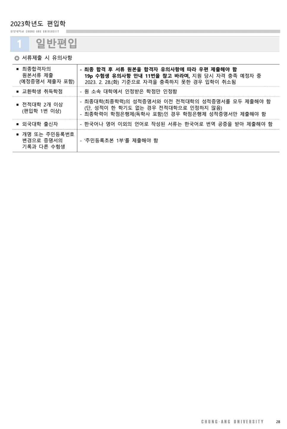 2023 중앙대 편입요강 한눈에 보기! · [모집 인원] · 자료 이미지 22