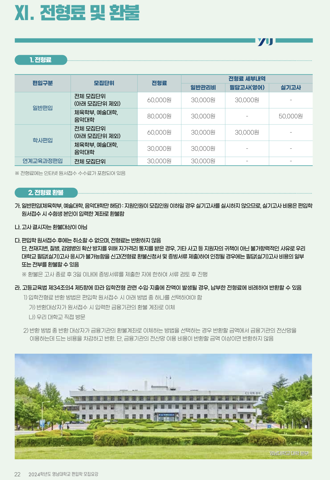 영남대 편입요강 2024