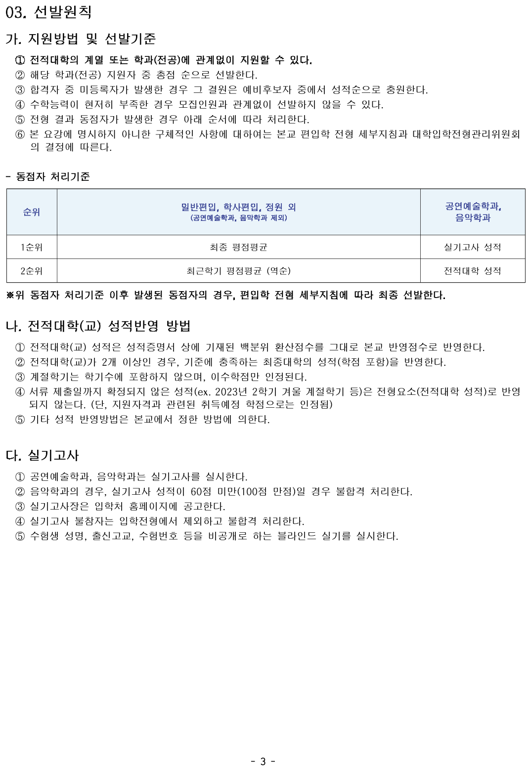 안양대 편입요강 2024학년도