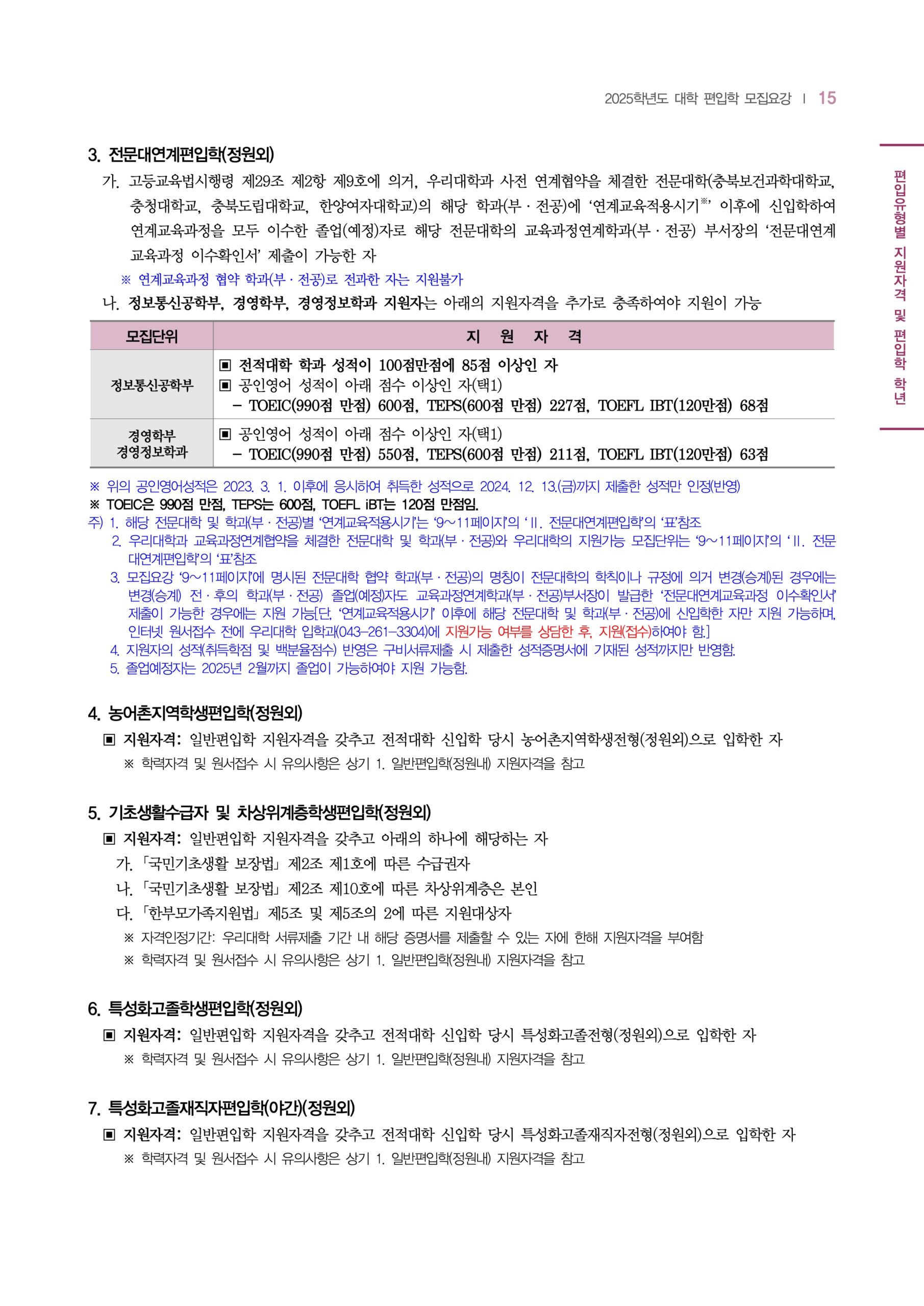 2025 충북대 편입요강