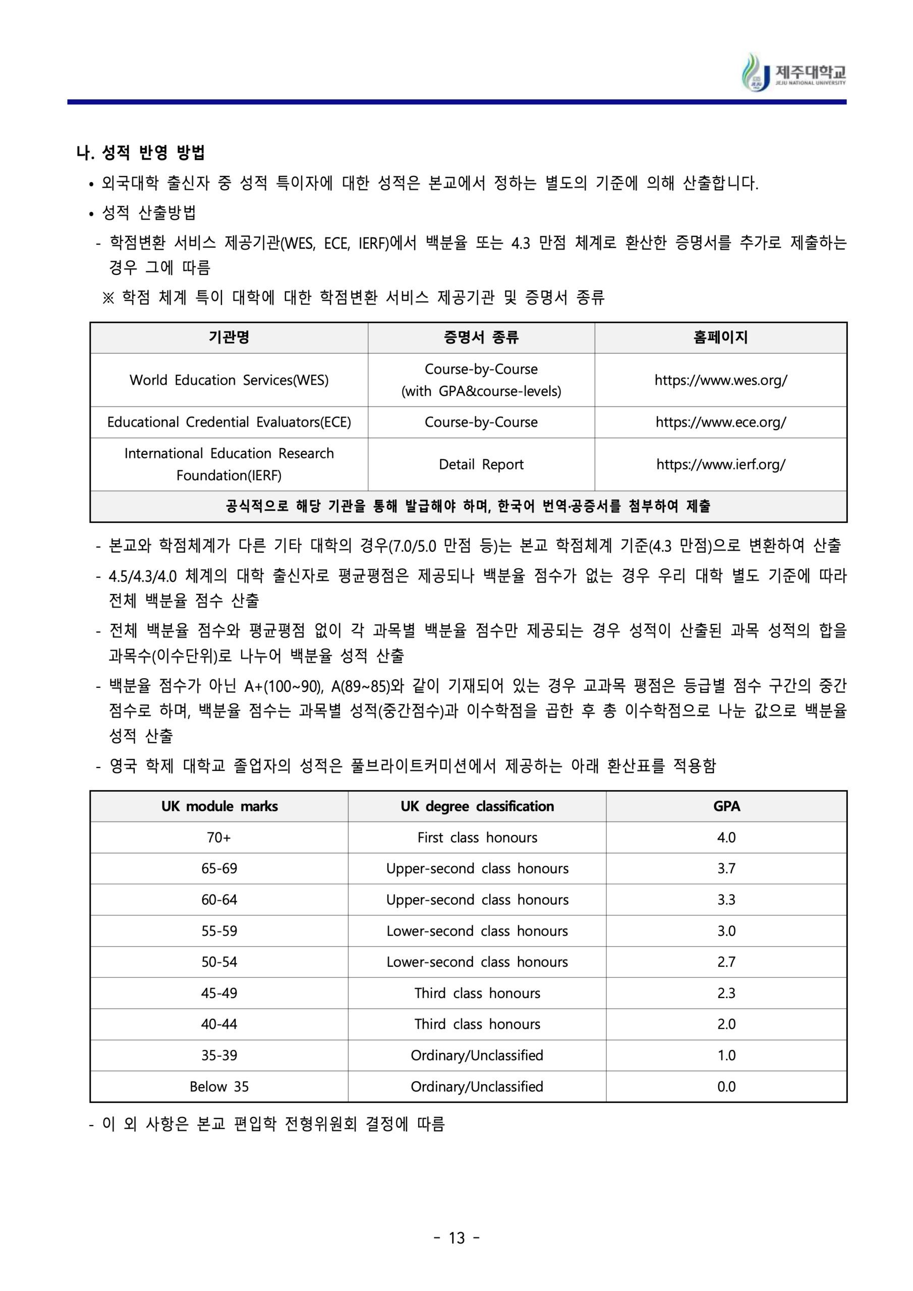2024 제주대 편입요강