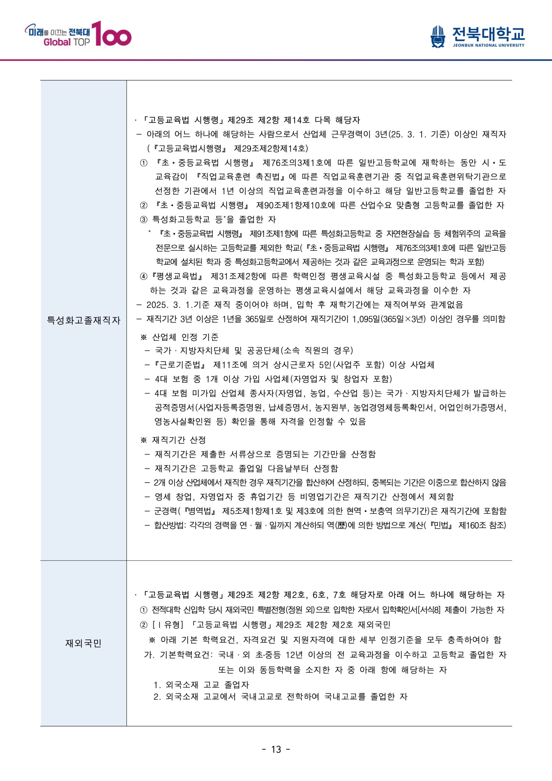 2025 전북대 편입요강