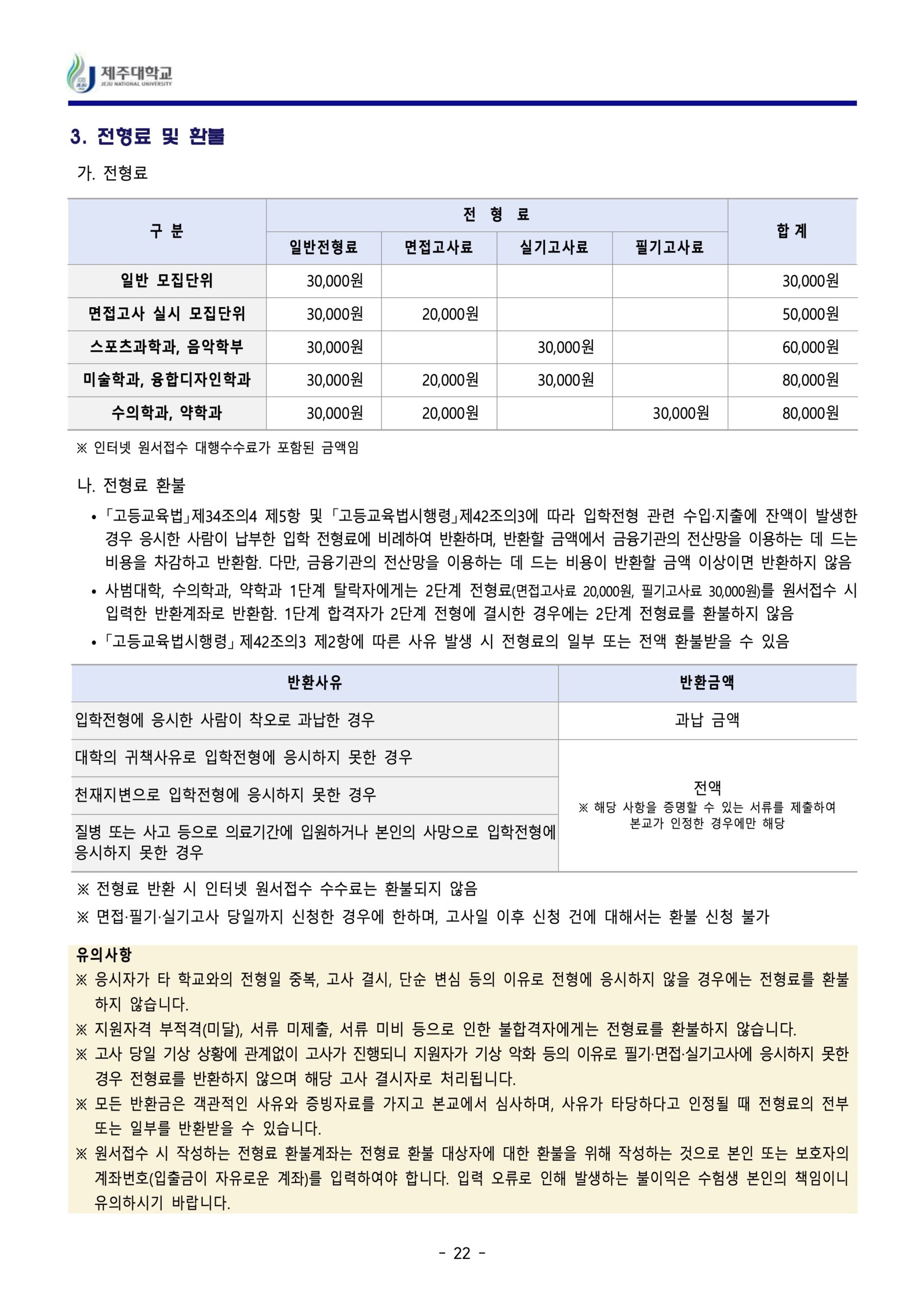 2024 제주대 편입요강