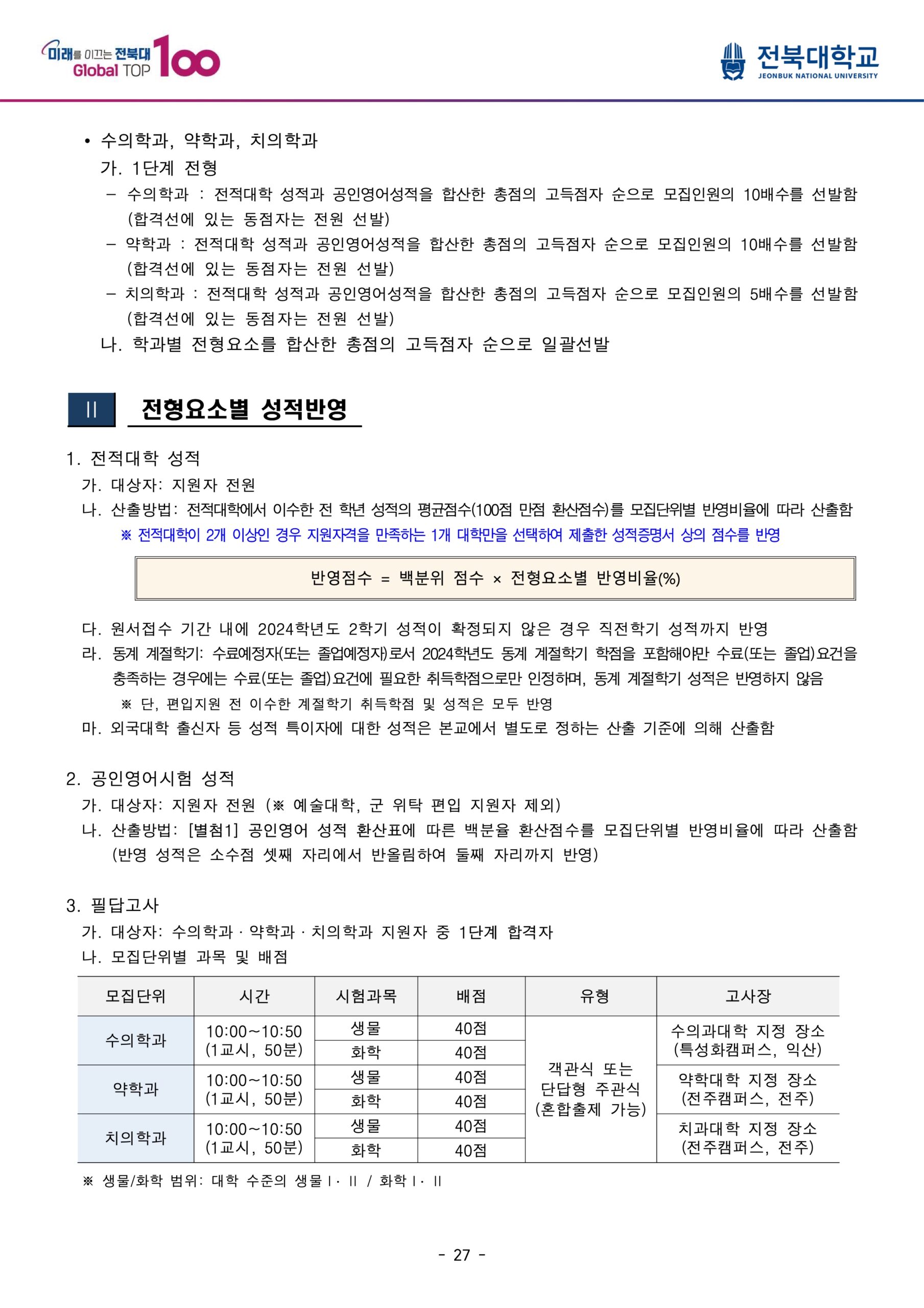 2025 전북대 편입요강