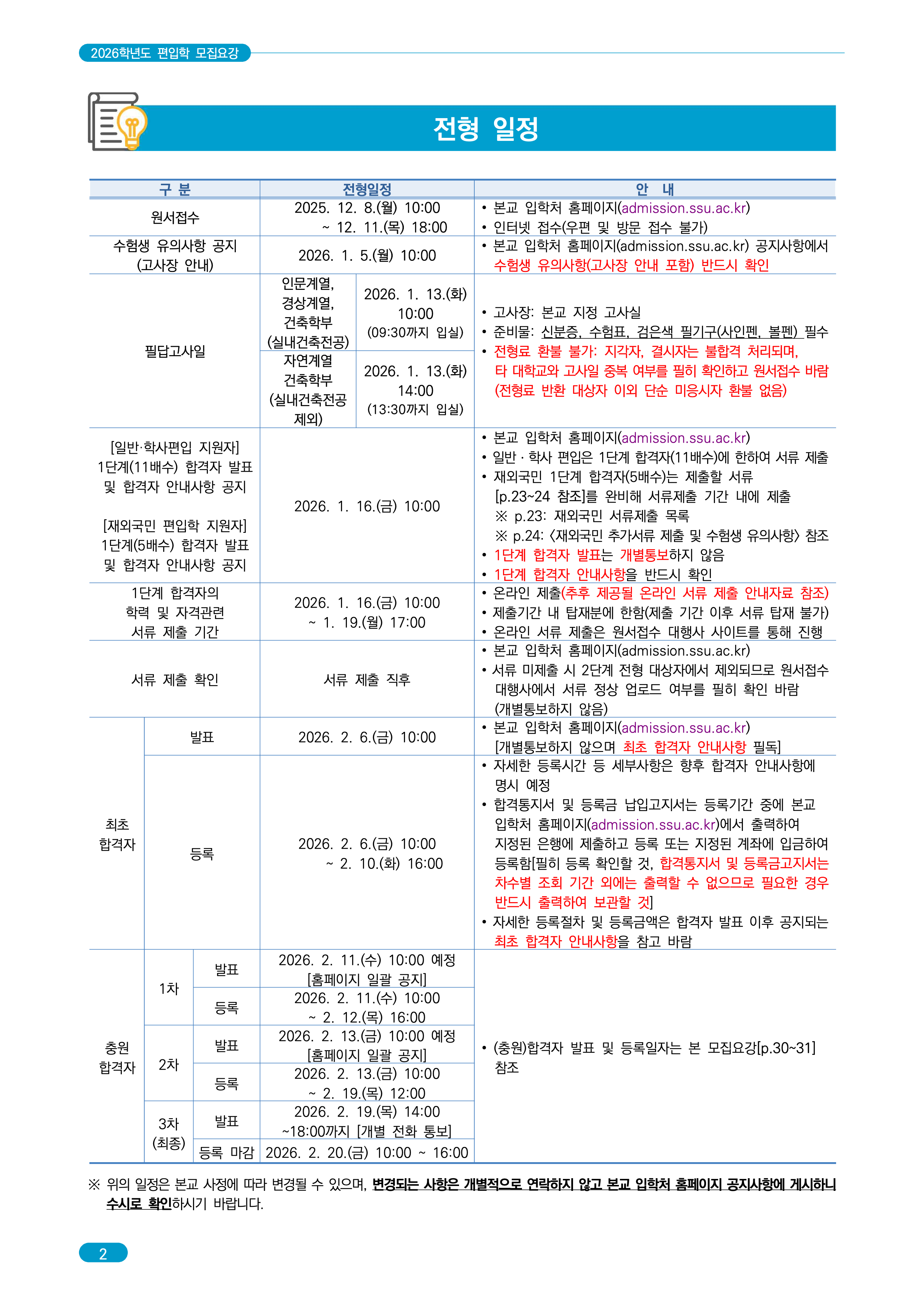 숭실대 편입요강 2026학년도
