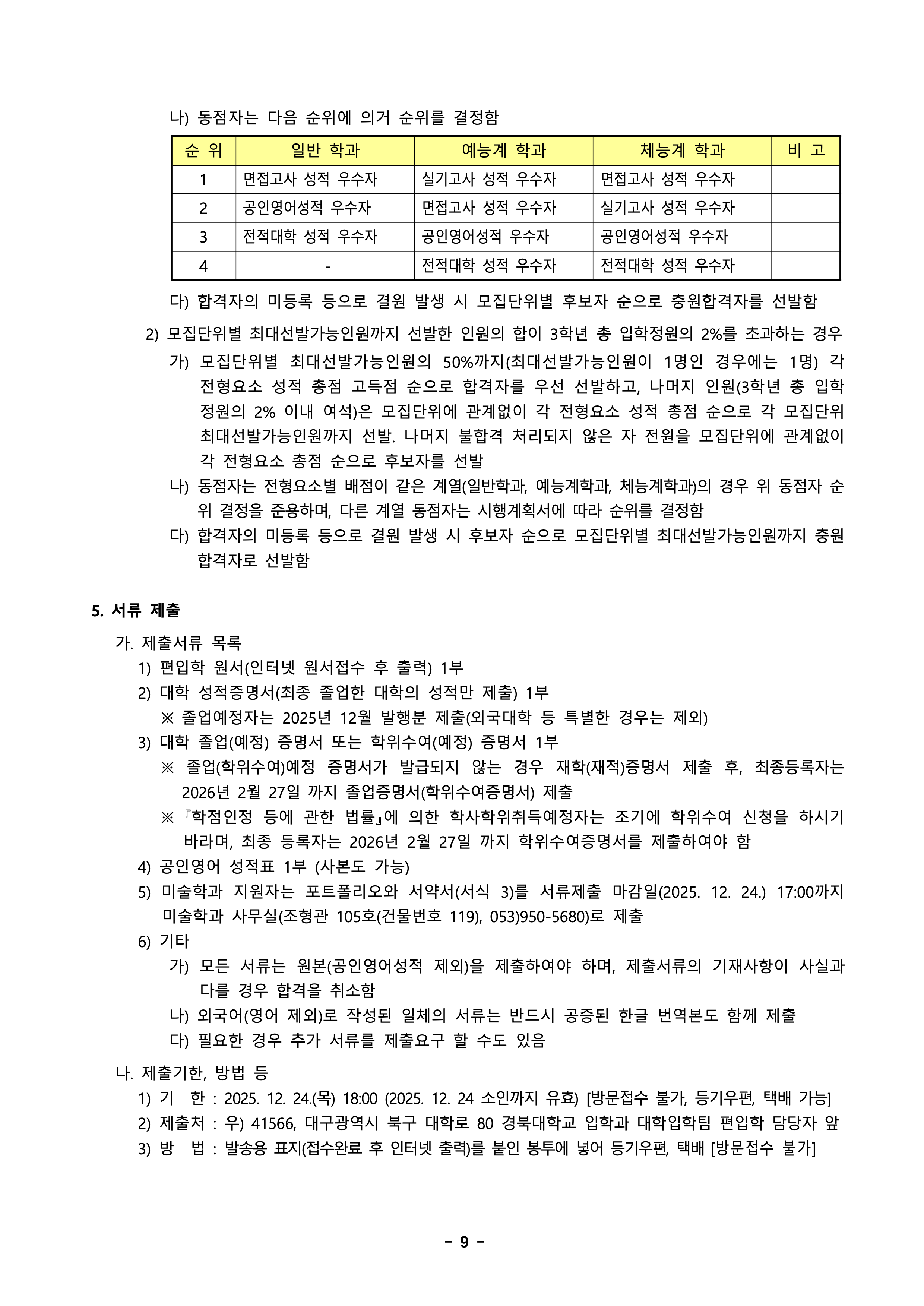 경북대 편입요강