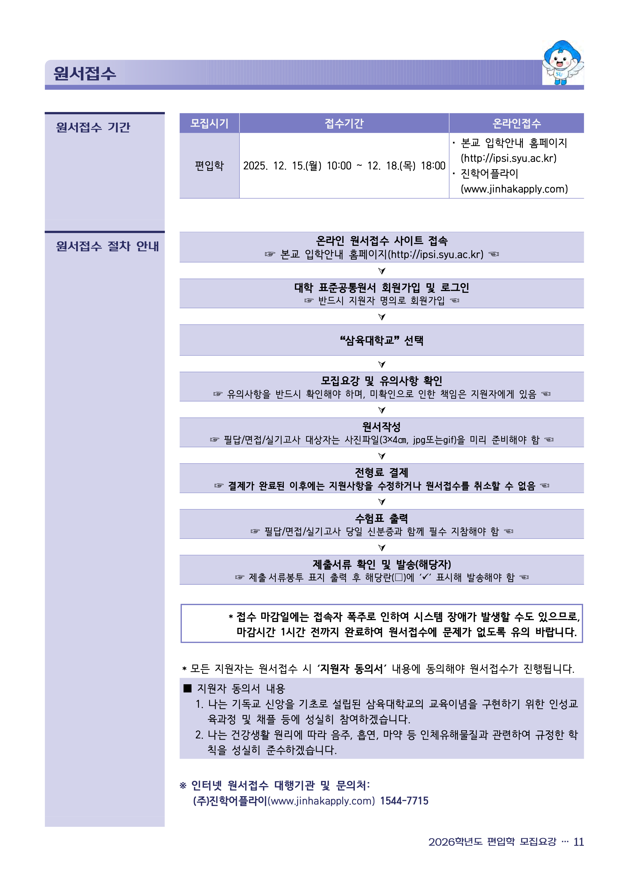 삼육대 편입모집요강