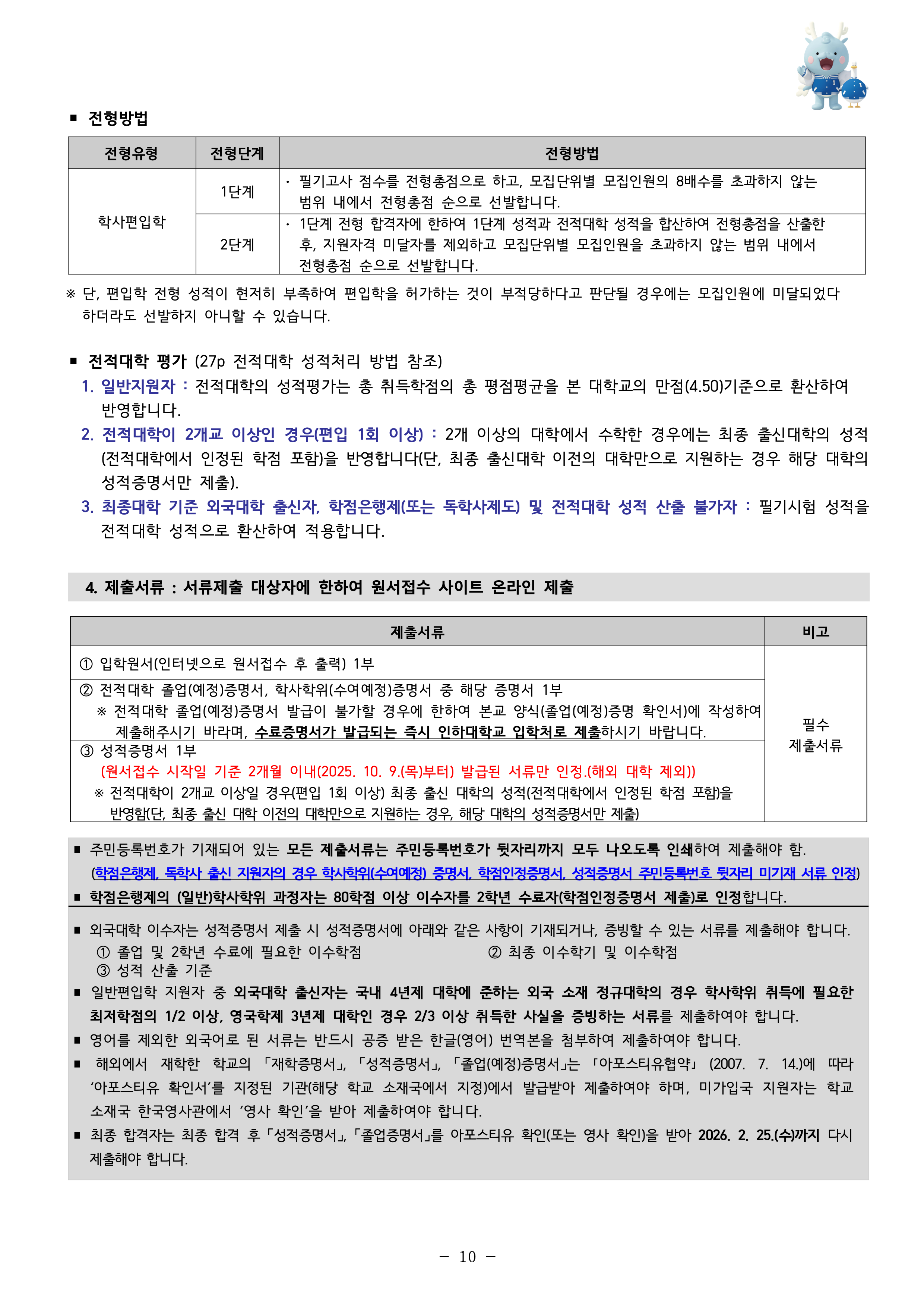 인하대 편입요강