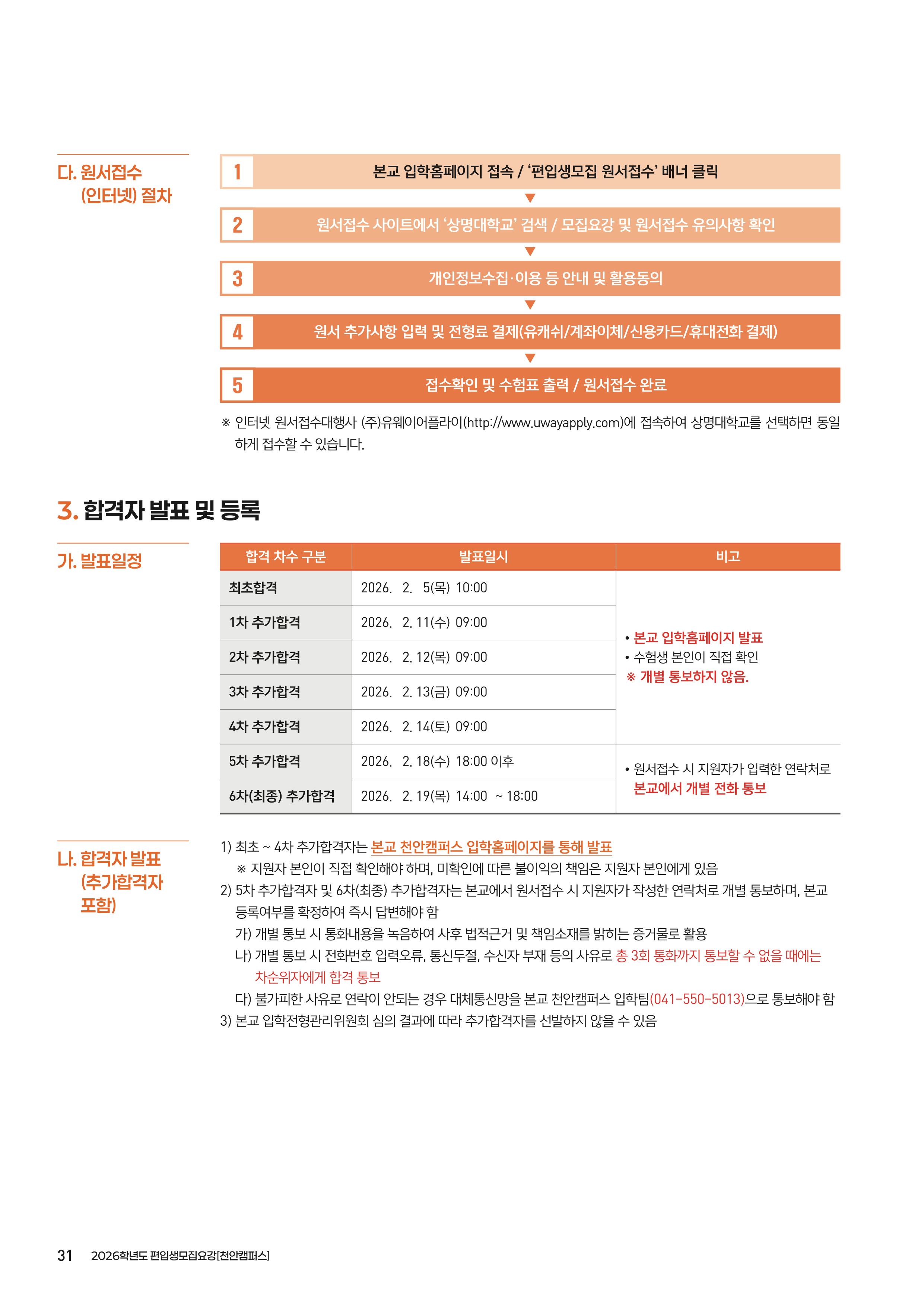 상명대 천안 편입요강