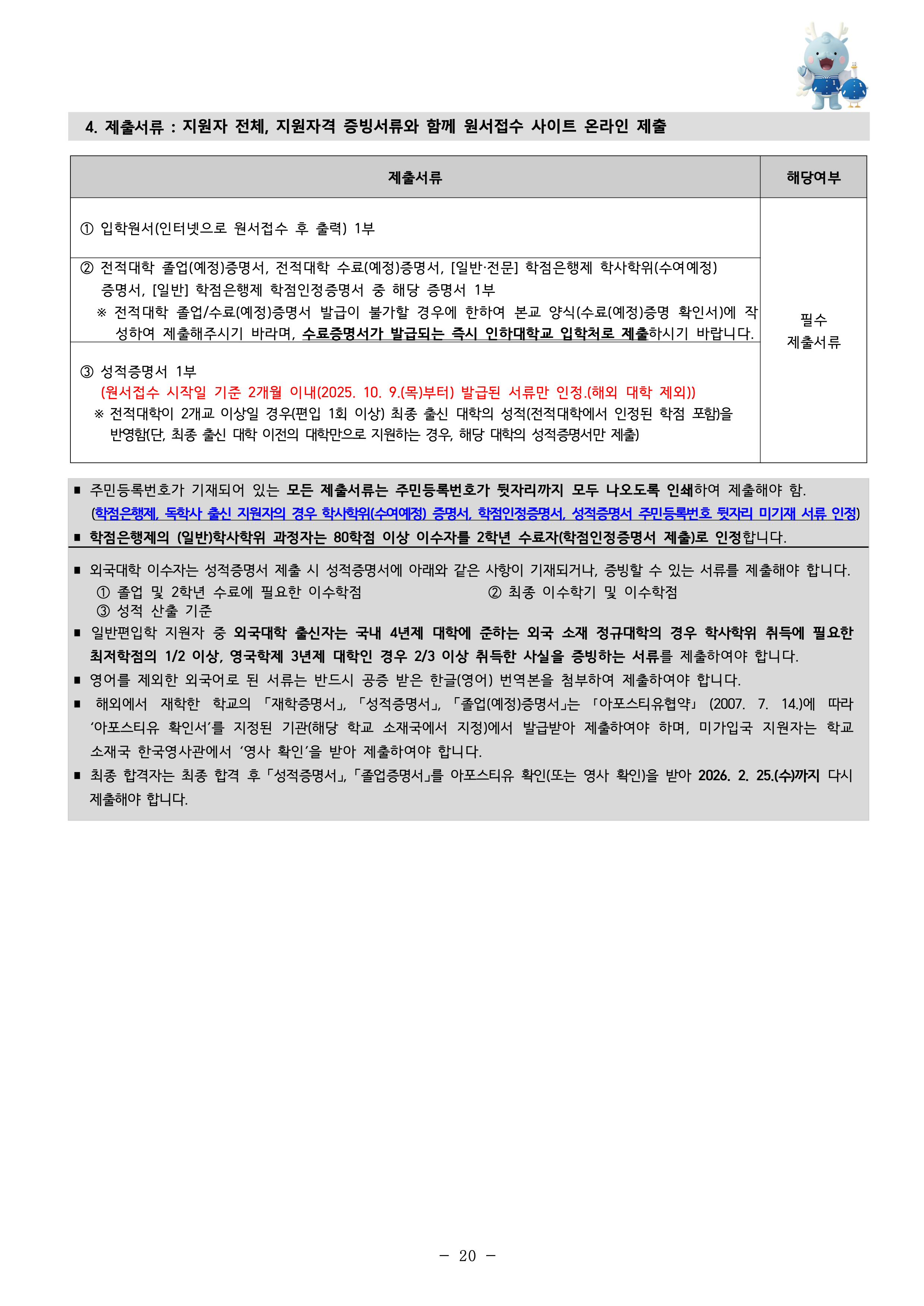 인하대 편입요강