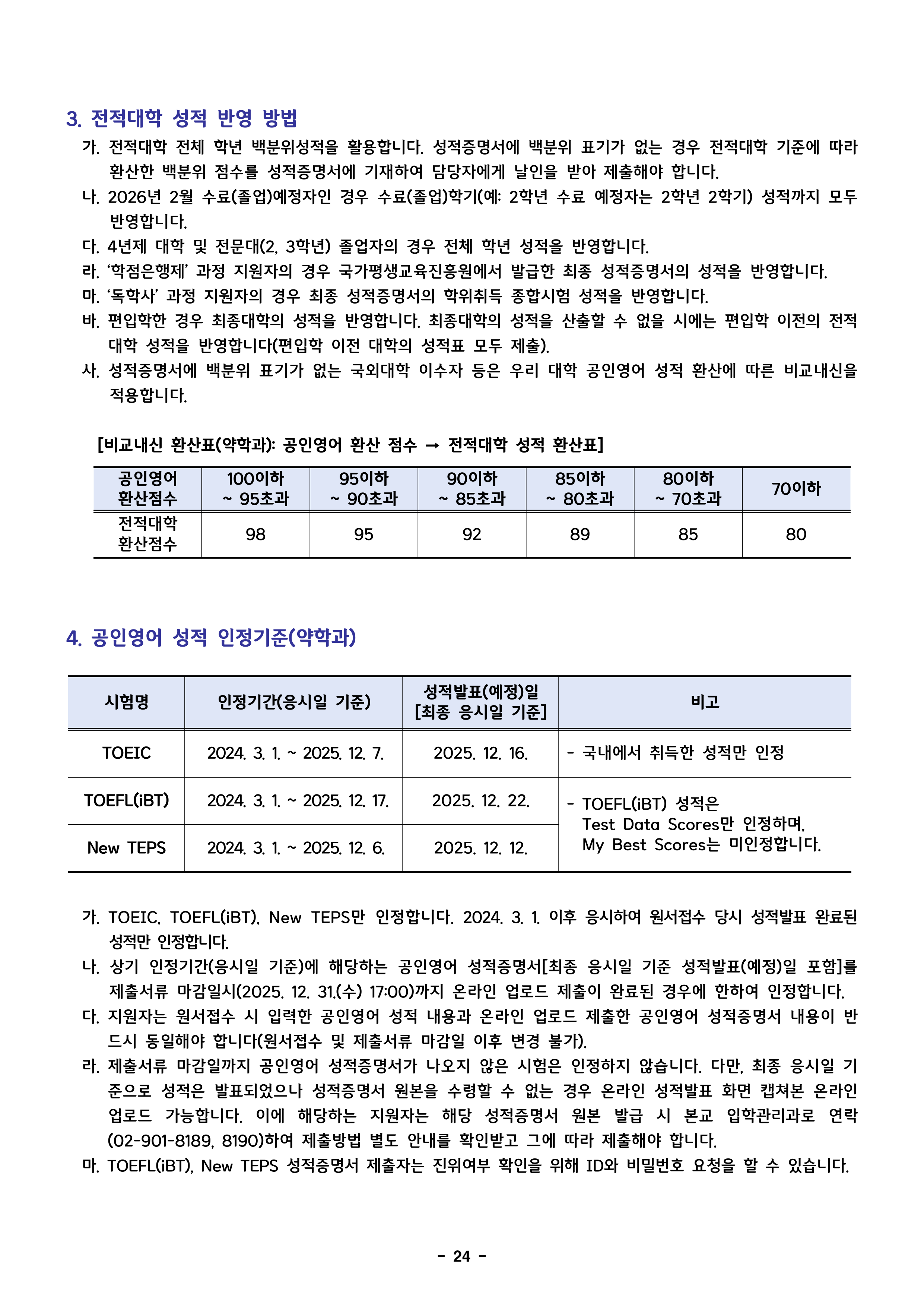 덕성여대 편입요강