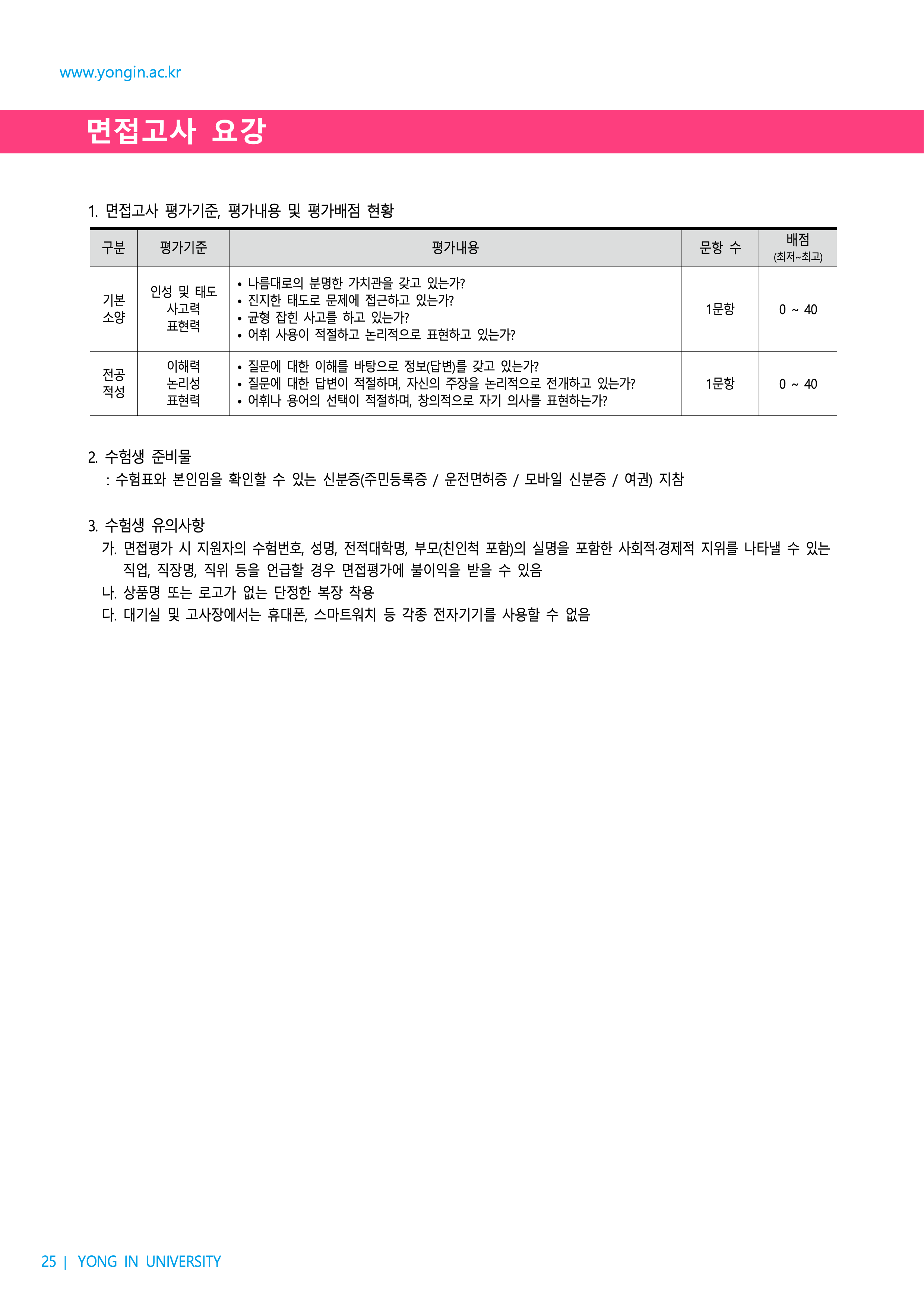용인대 편입모집요강