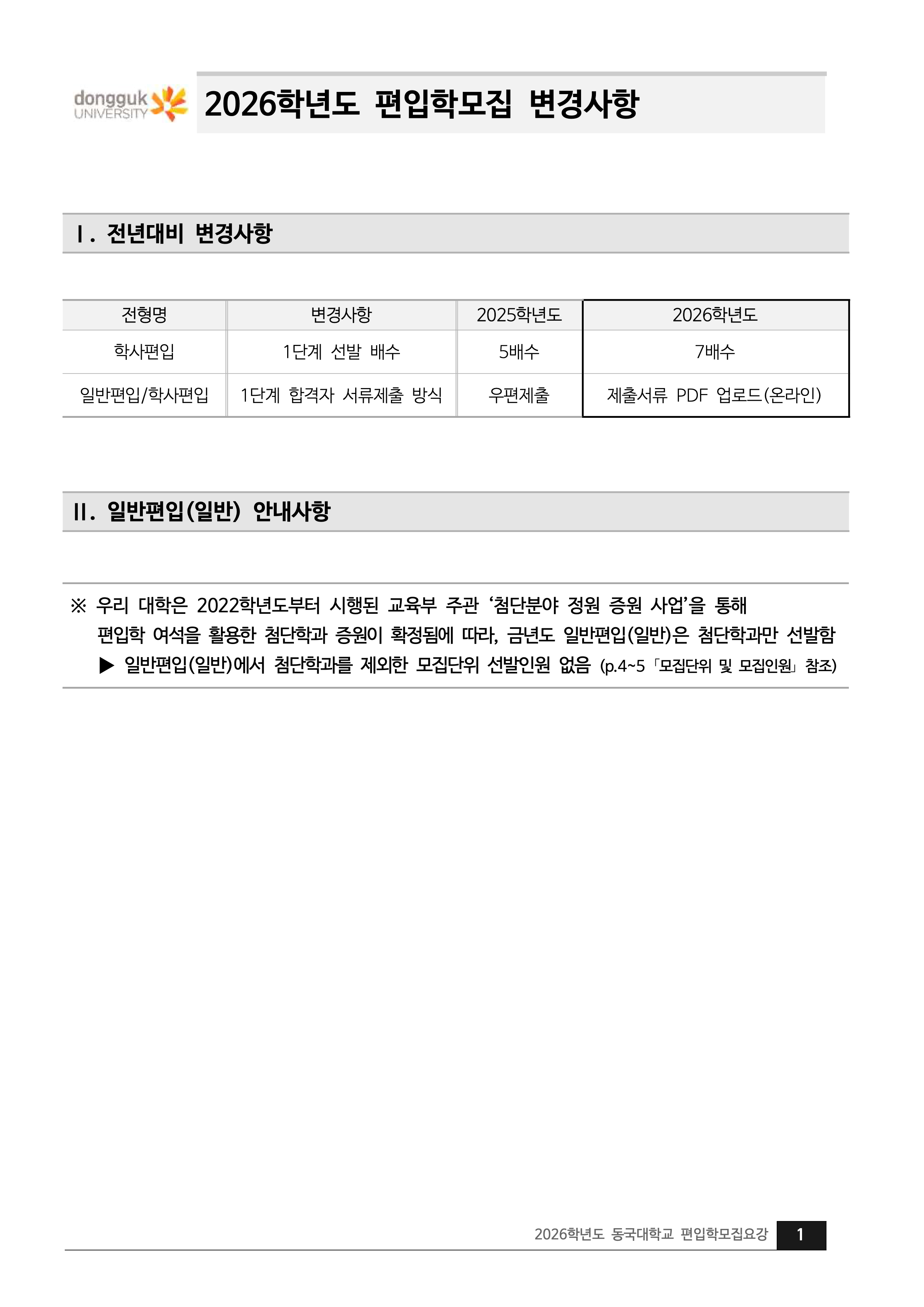 동국대 편입요강