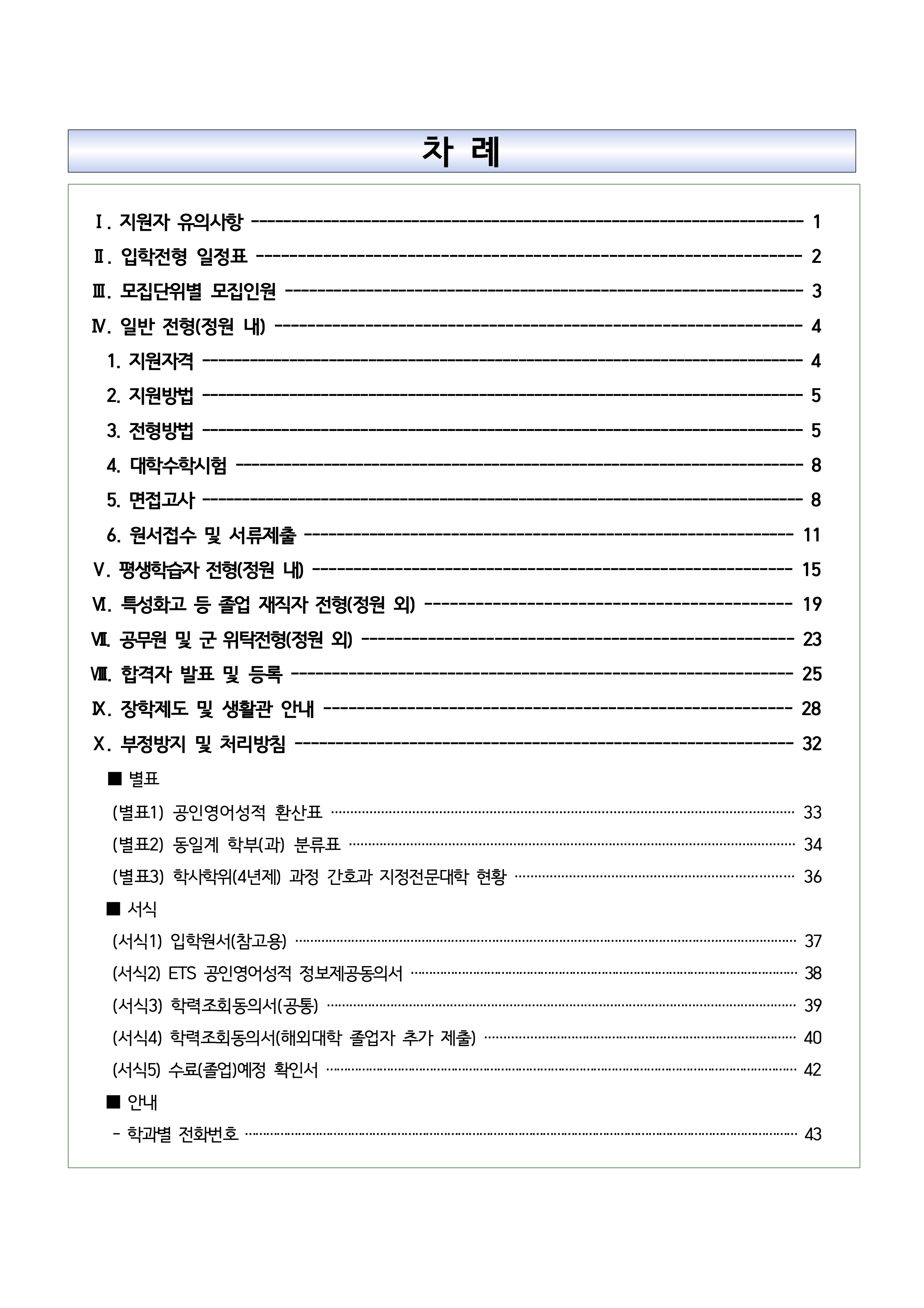 서울과기대 편입요강