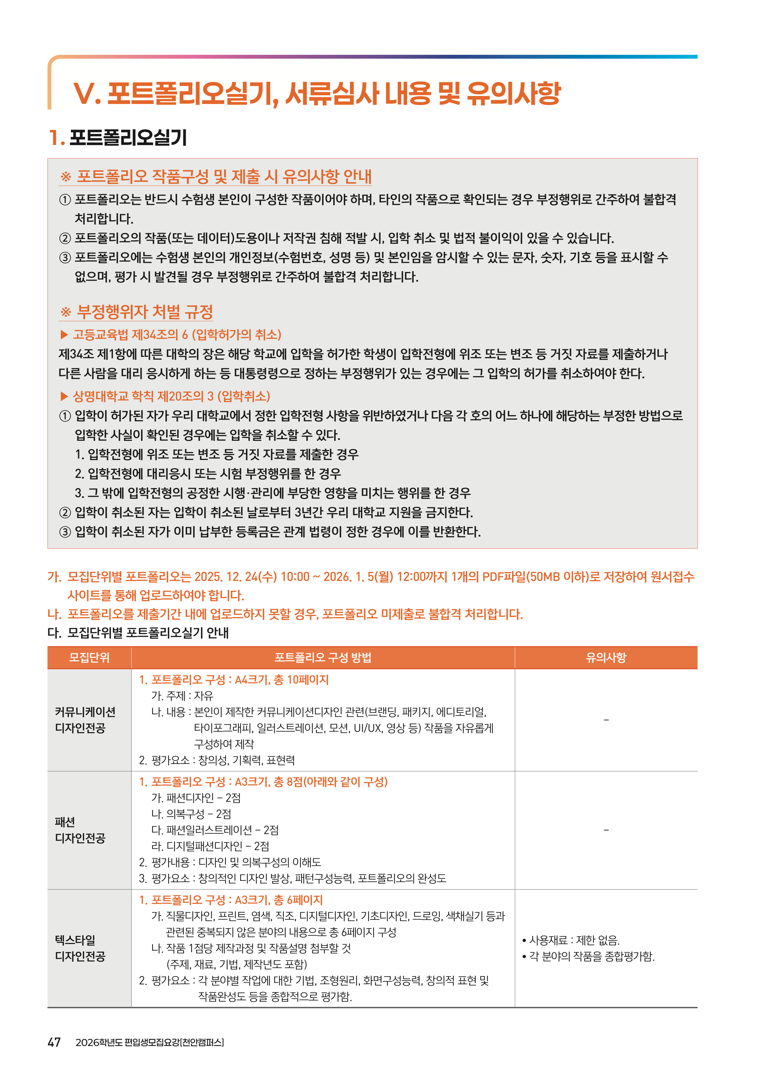 상명대 천안 편입요강