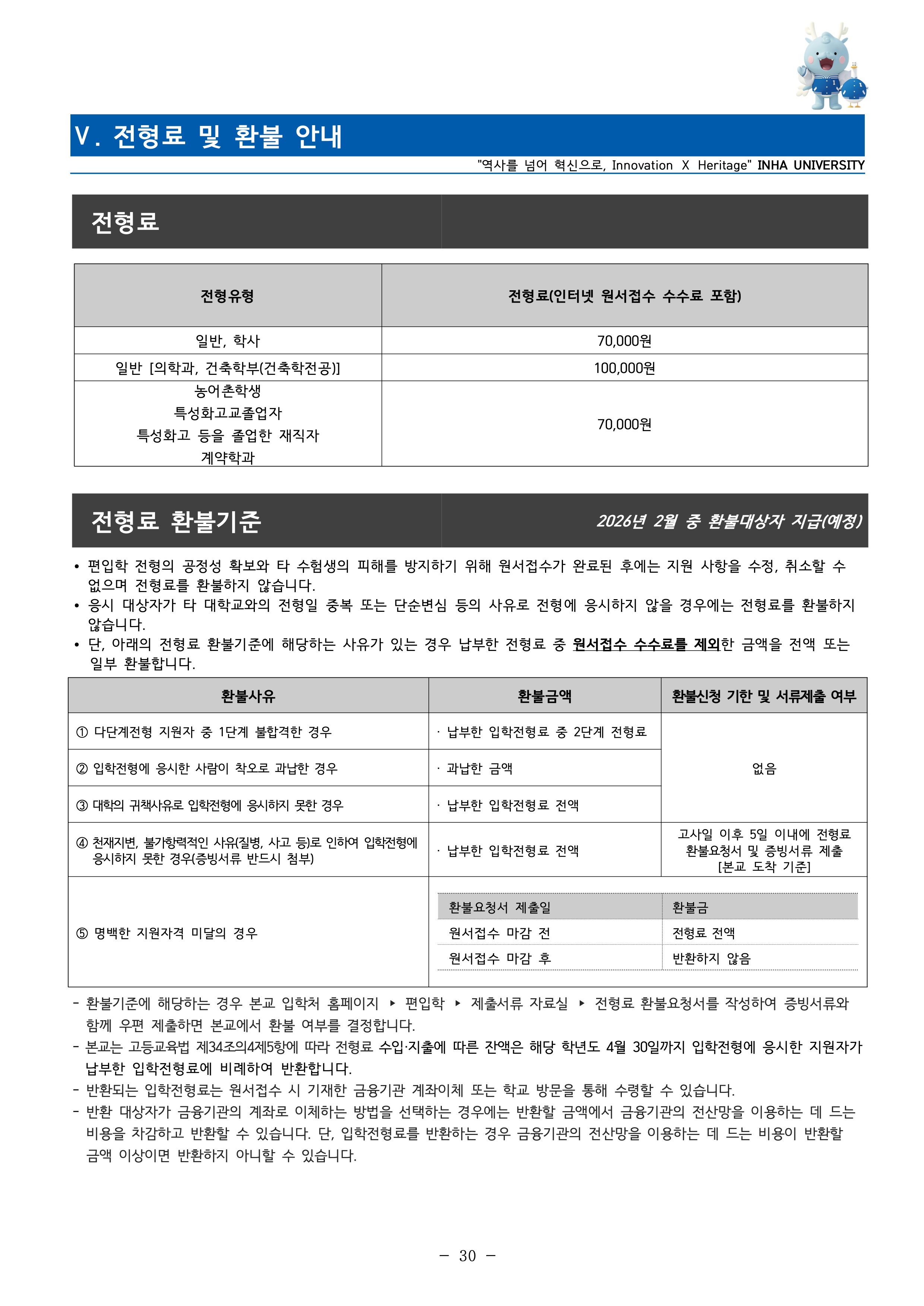 인하대 편입요강