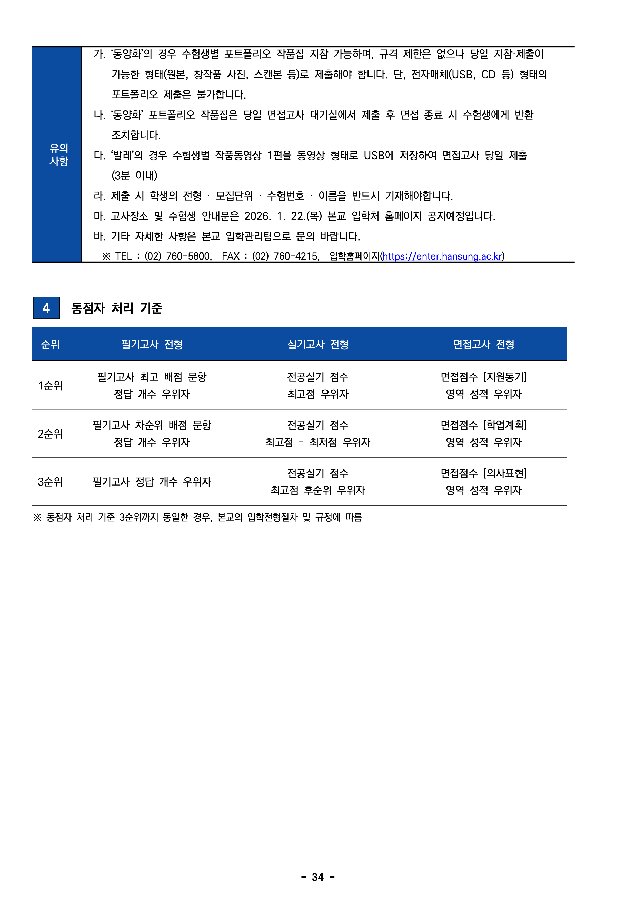 한성대 편입요강