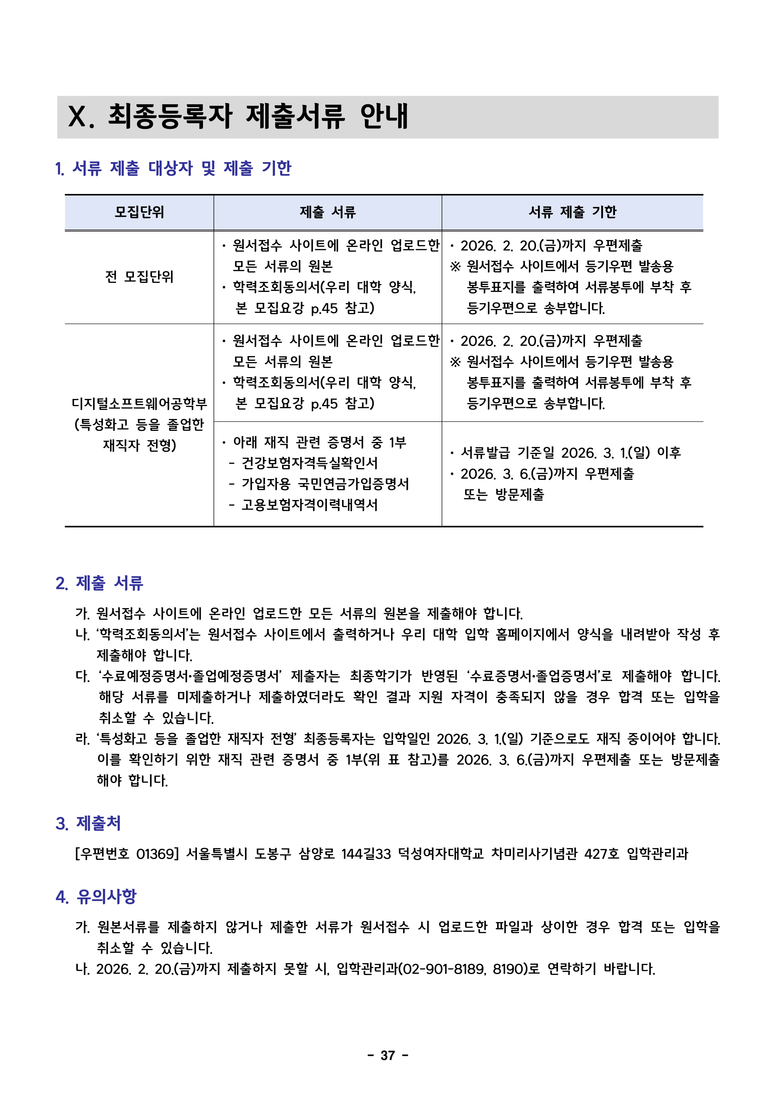 덕성여대 편입요강