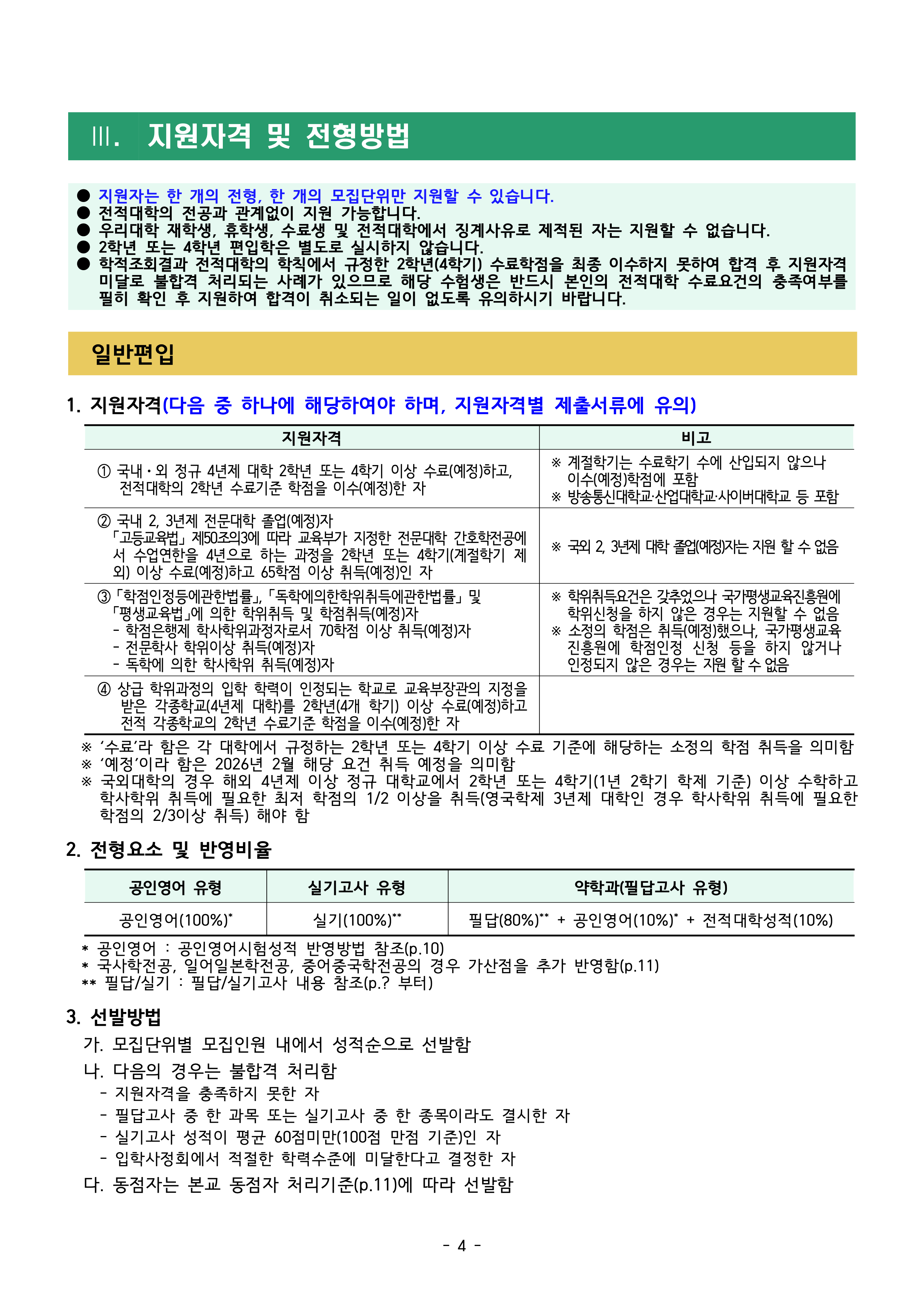 동덕여대 편입요강