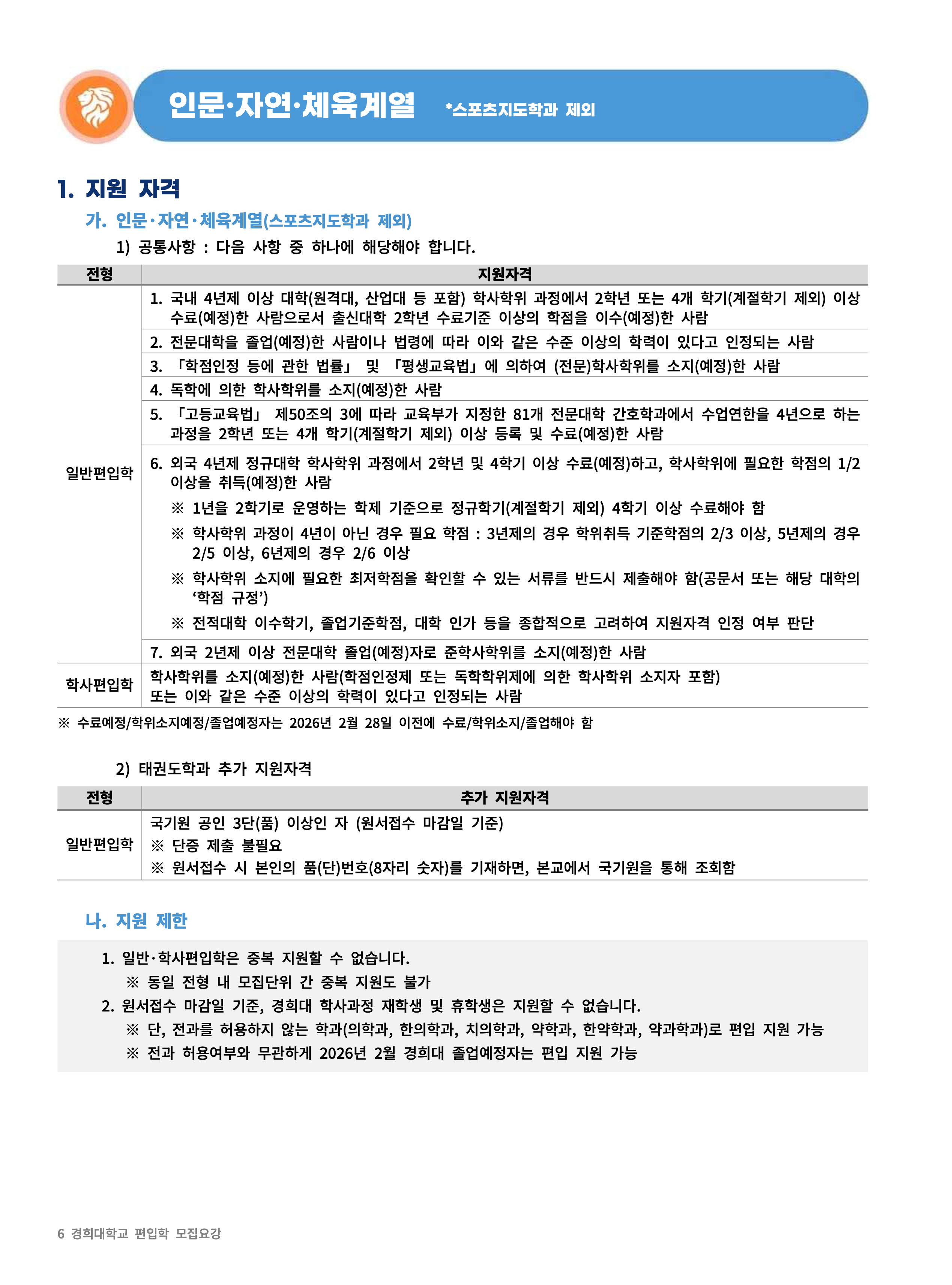 경희대 편입요강