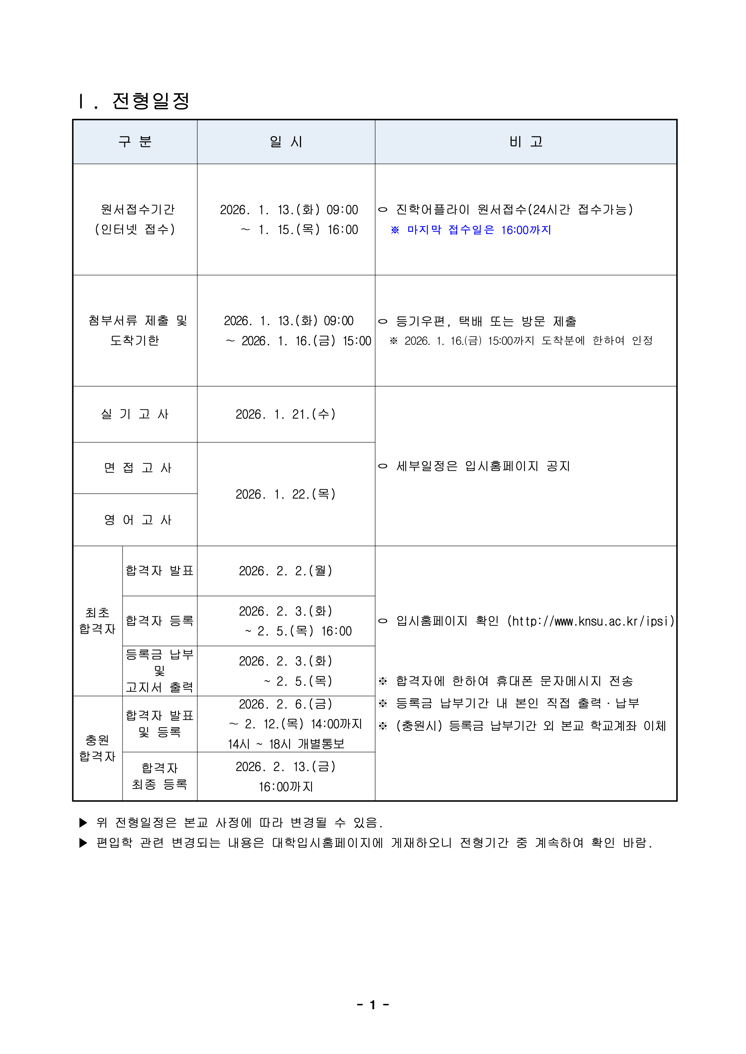 한체대 편입요강