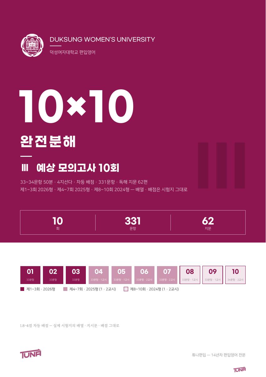 덕성여자대학교 예상 모의고사 실제 표지
