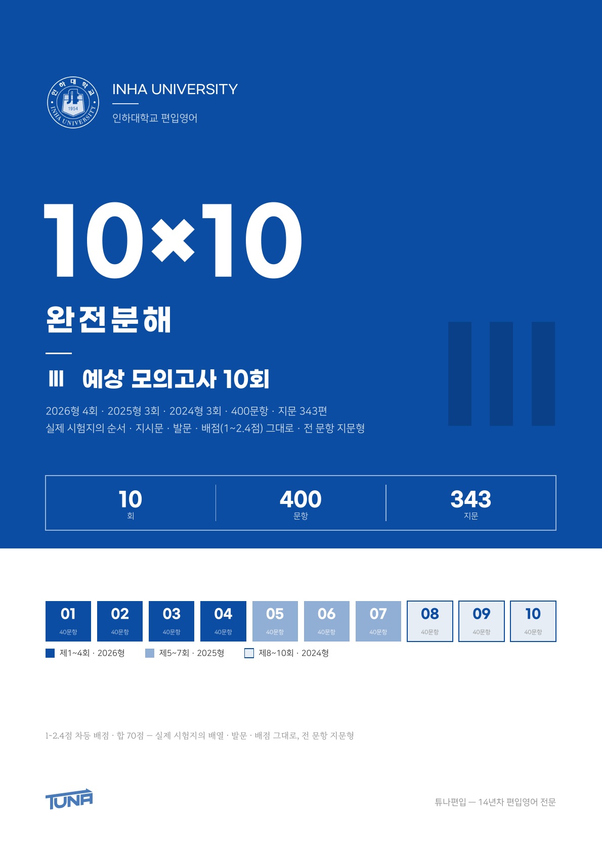 인하대학교 예상 모의고사 실제 표지