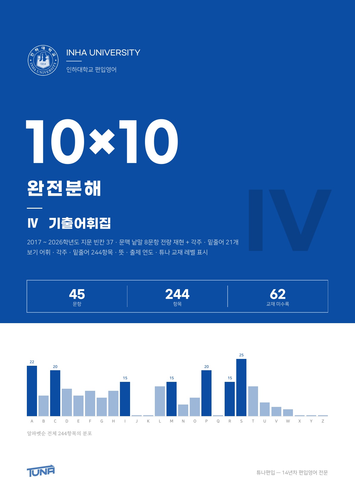 인하대학교 기출어휘집 실제 표지