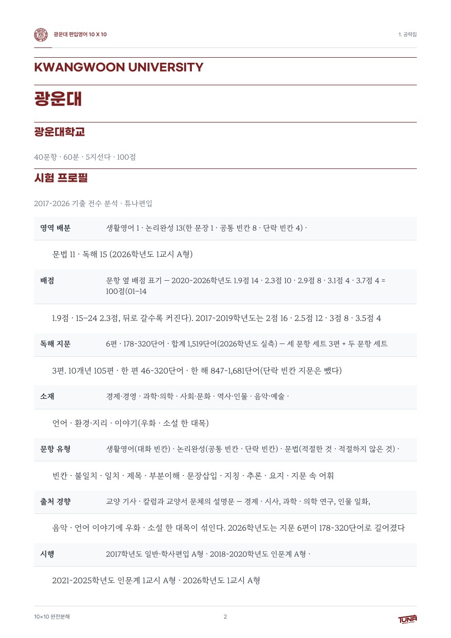 광운대학교 공략집 실제 내지