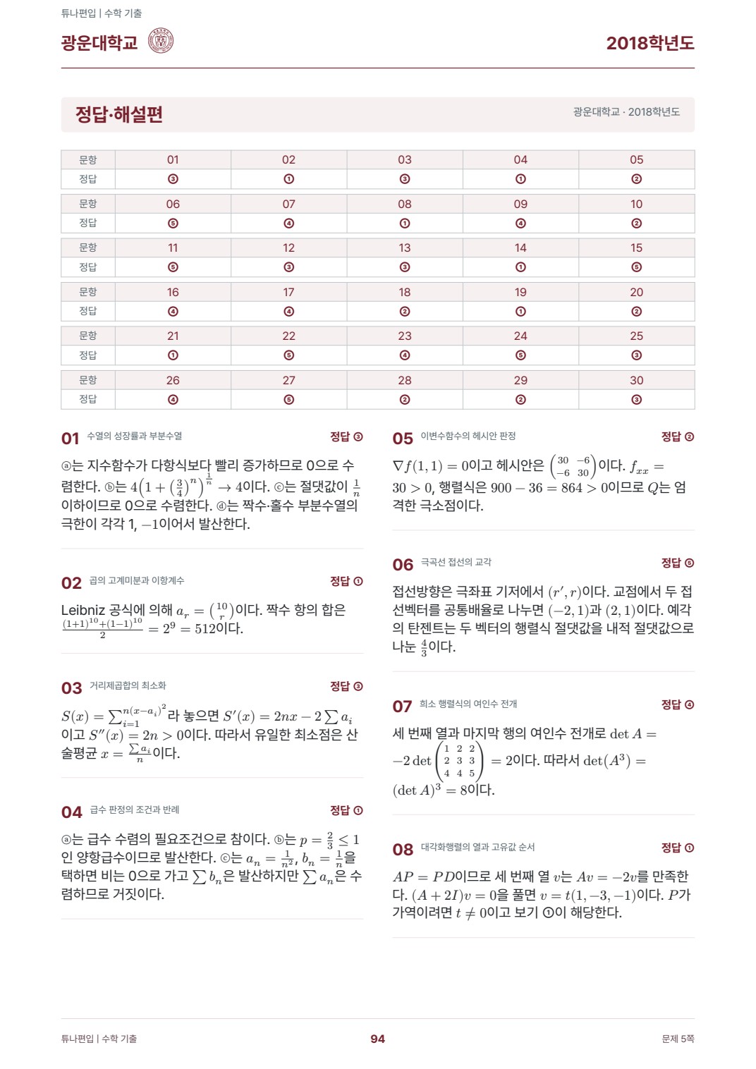 광운대학교 기출해설 실제 PDF 94쪽 · 정답·해설